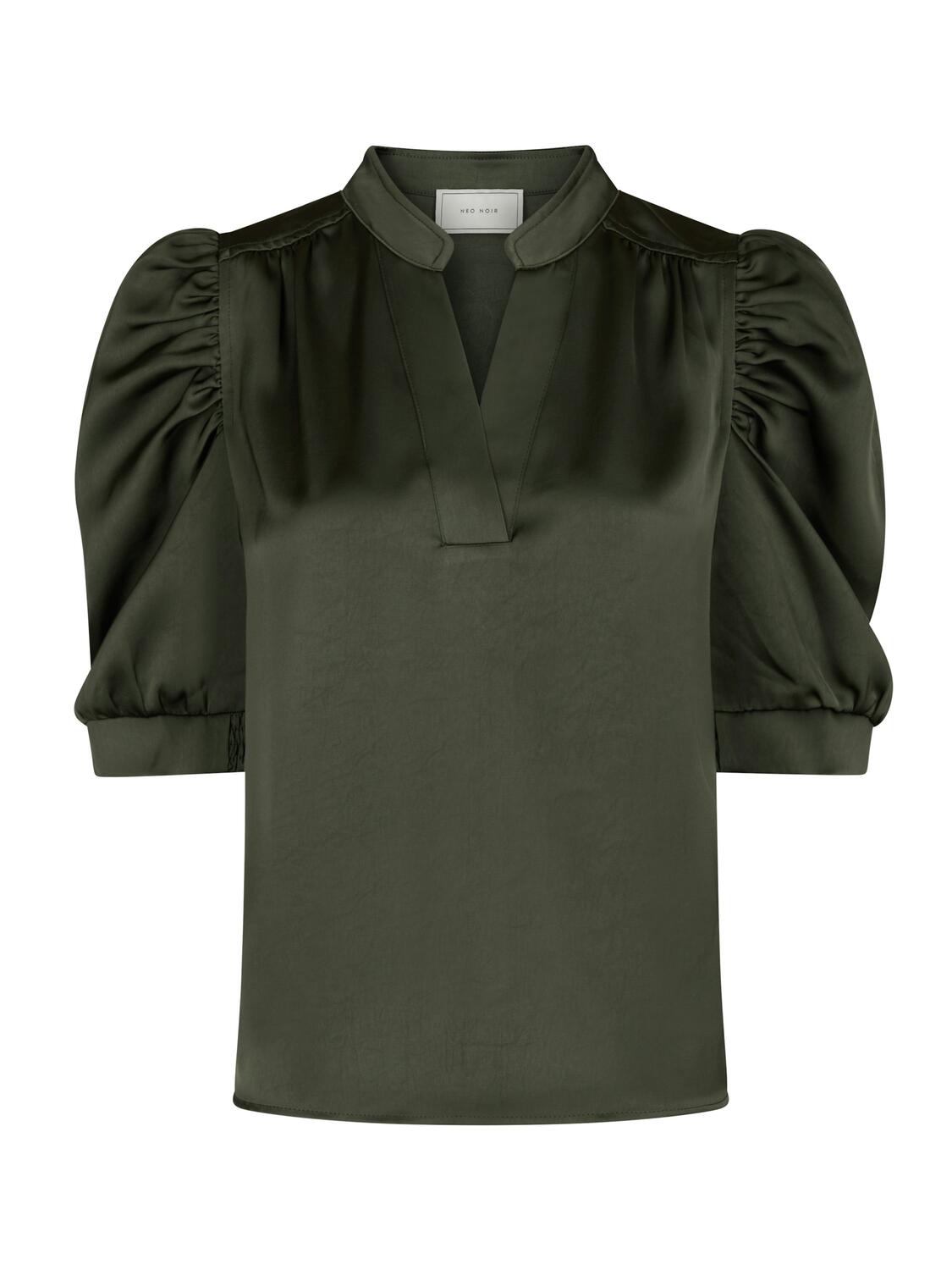 Roella Heavy Sateen bluse - Deep Green